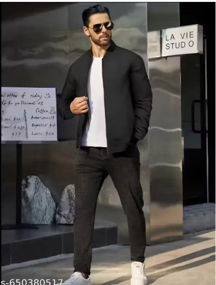 Premium Lightweight Black Bomber Jacket for Men